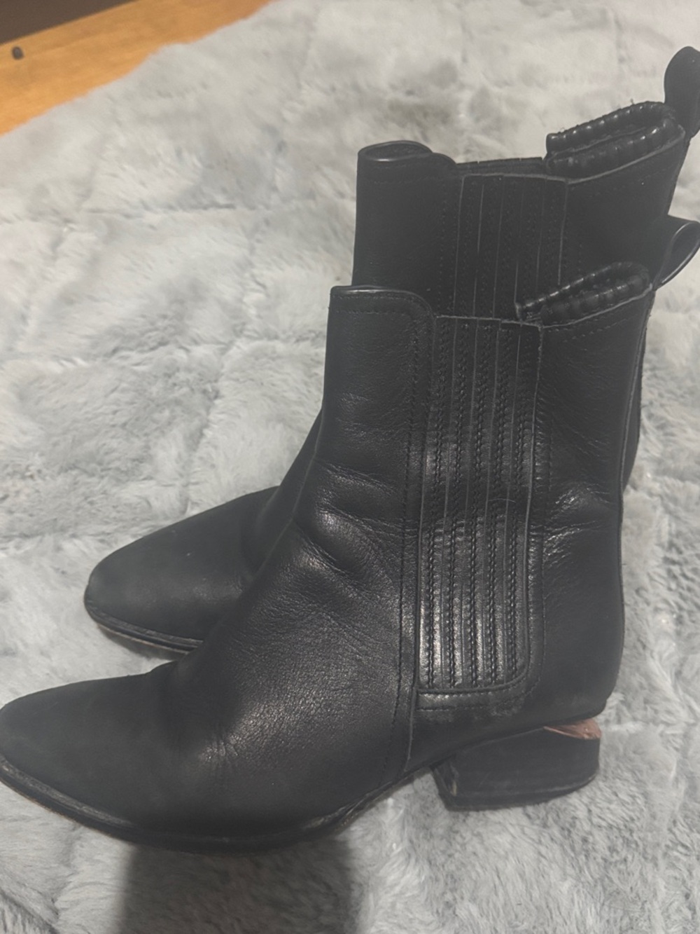 Alexander Wang Black Leather Chelsea Ankle Boots with Pull Tabs